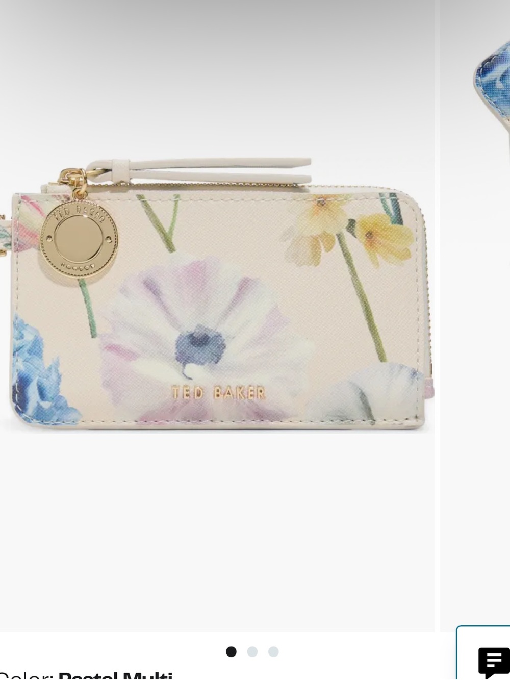 New! Ted Baker Pastel Floral Zip Card Holder Wallet - Picture 2 of 7